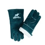 China High Quality 14 Inch Dark Green Leather Welder Protective Gloves Supplier | Dtlabor