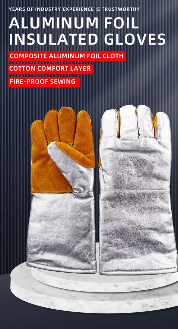 Heat Industrial Heat Resistant Aluminum Foil Gloves