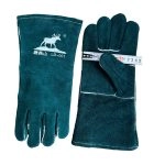 China High Quality 14 Inch Dark Green Leather Welder Protective Gloves Supplier | Dtlabor