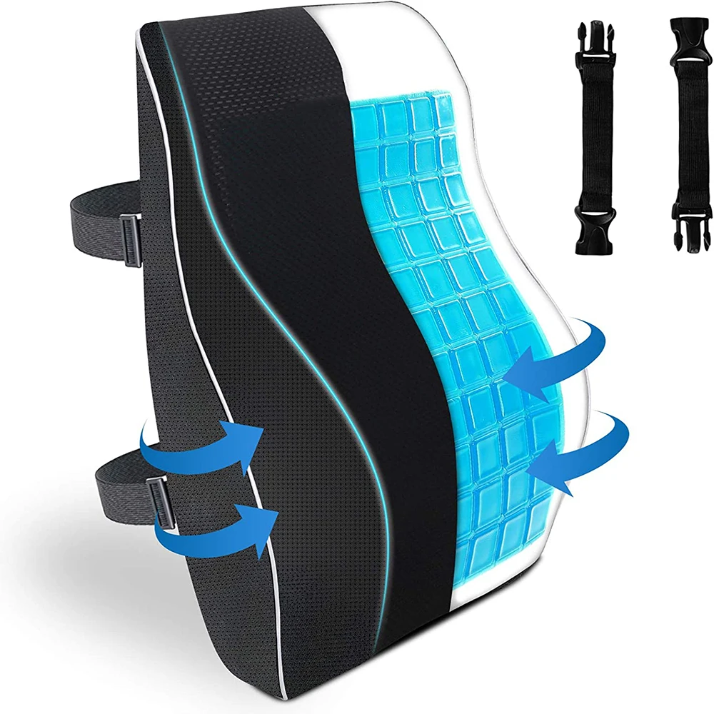 Ergonomic Car Seat เก้าอี้สำนักงาน Cooling Gel Memory Foam Lumbar Support Cushion หมอนรองกระดูกสำหรับหลังส่วนล่าง