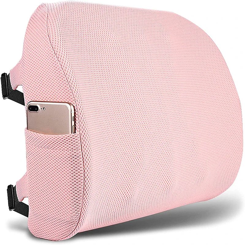 Car Seat Office Chair Memory Foam Lumbar Back Massage Cushion Jacquard Velvet Cover Removable Washable for Back Support Relief