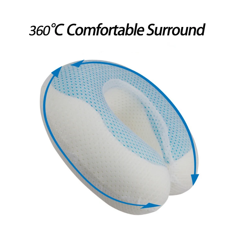 Ergonomic Cooling Gel Memory Foam Travel U-shape Neck Cushion Pillow for Flight