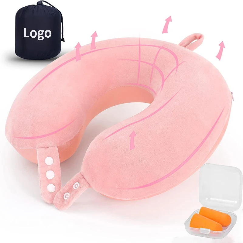 ຊຸດຂອງຂວັນ Soft U-Shaped Memory Foam Orthopedic Travel Neck Support Pillow Ear Plugs Eye Mask ທີ່ເປັນມິດກັບສິ່ງແວດລ້ອມ Portable ນ້ຳໜັກເບົາ