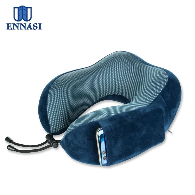 100% Pure Memory Foam U Shape Travel Support Custom Camping Cervical Neck Pillow Travel Kit Airplane Pillow With Phone Bag