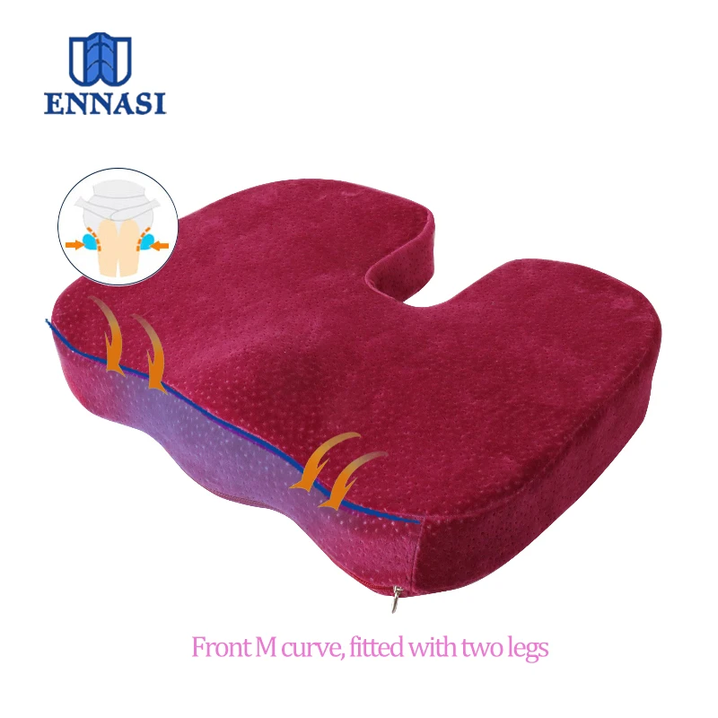 Coccyx Orthopedic Memory Foam Seza biraon'ny fiara Seza Cushion Fanaintainan'ny rambony fanaintainan'ny seza Cushion miaraka amin'ny Anti-slip
