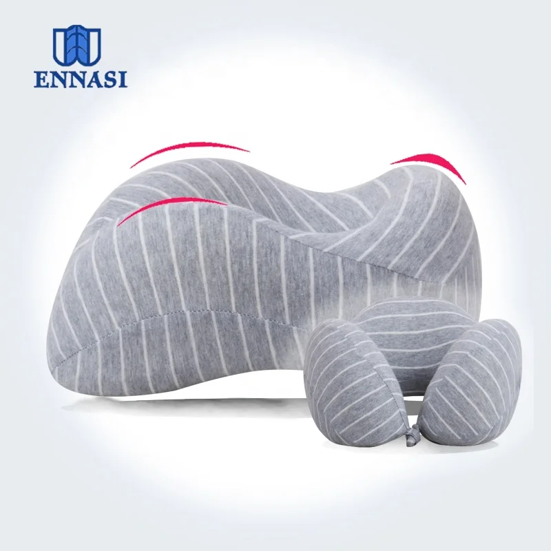 Yumuşak Şerit Desenli Hafızalı Köpük Seyahat Boyun Desteği Dinlenme Yastığı
