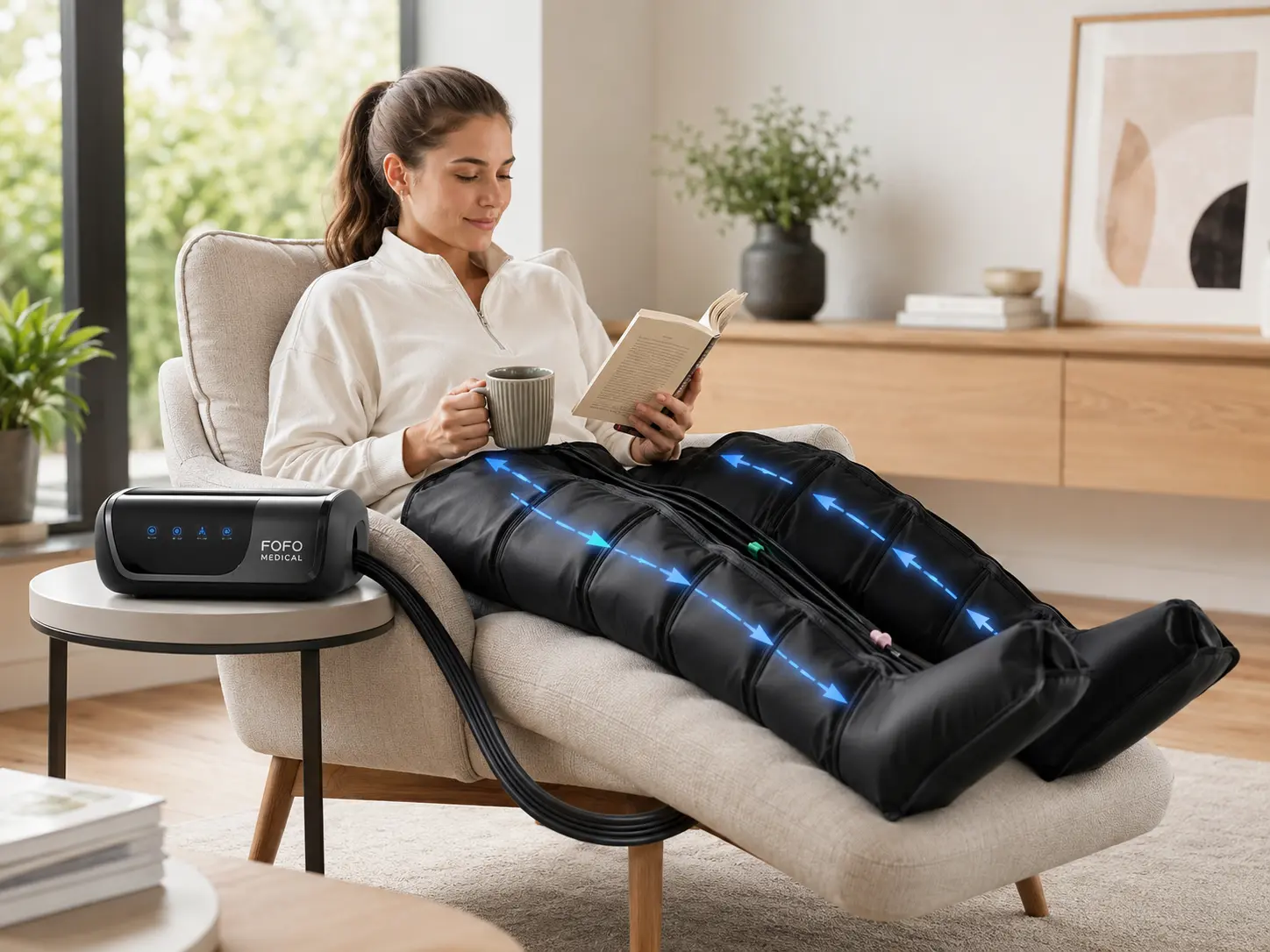 Air compression therapy for lower limb edema used in a home-care recovery setting