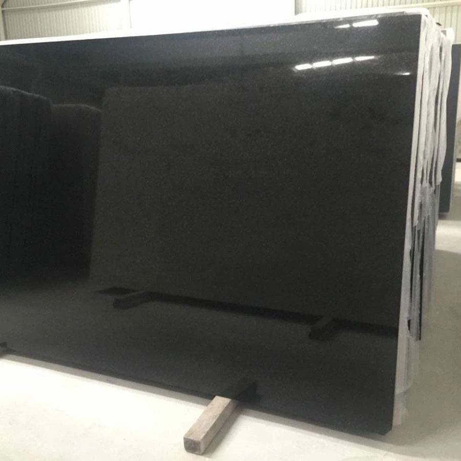 Jet Black Granite Slab for the Bathroom