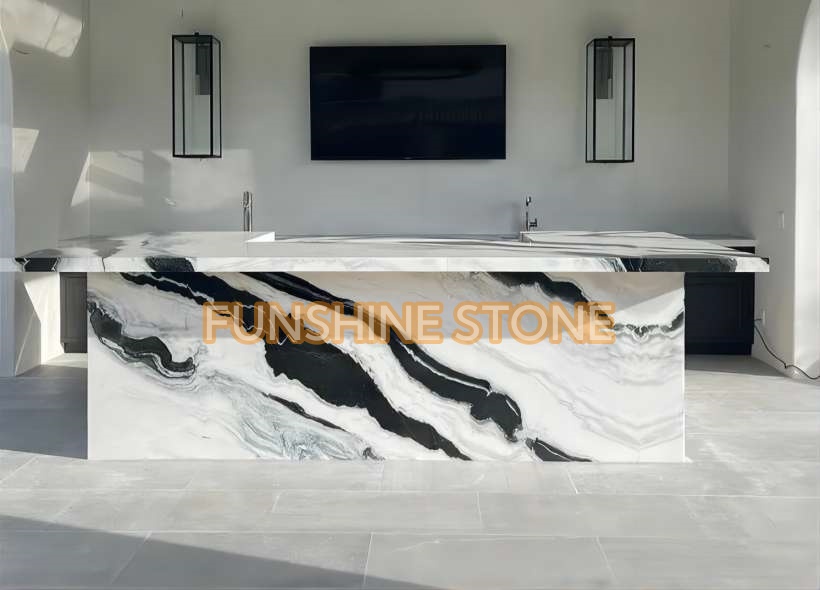 panda white marble countertop front view