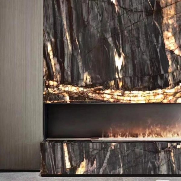 Midnight Crystal Quartzite Fireplace