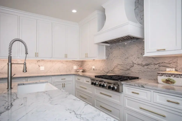 White Silk Quartzite kitchen countertop