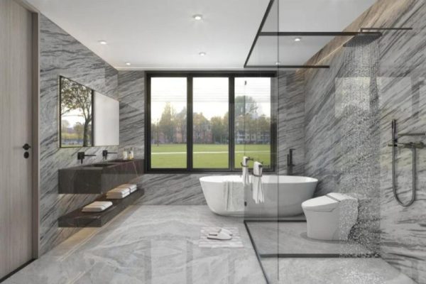 Modern white marble bathroom