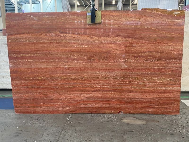 Red Travertine slab