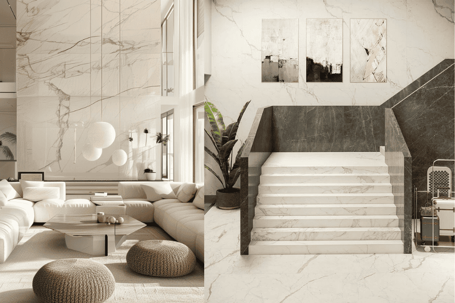 Calacatta marble living room
