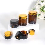 Wholesale Round Amber Cosmetic Jars 5-500g Empty Glass Cream Jar Factory, Supplier | Honghua Glass