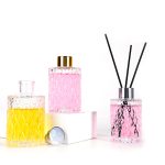 Cylinder Glass Diffuser Bottle 80ml 120ml 150ml Vintage Diamond Embossed Aroma Diffuser Bottle -