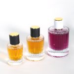 Cylinder Perfume Bottle With Stripe Design 30ml 50ml 100ml Round Perfume Glass Spray Bottle | Honghua Glass