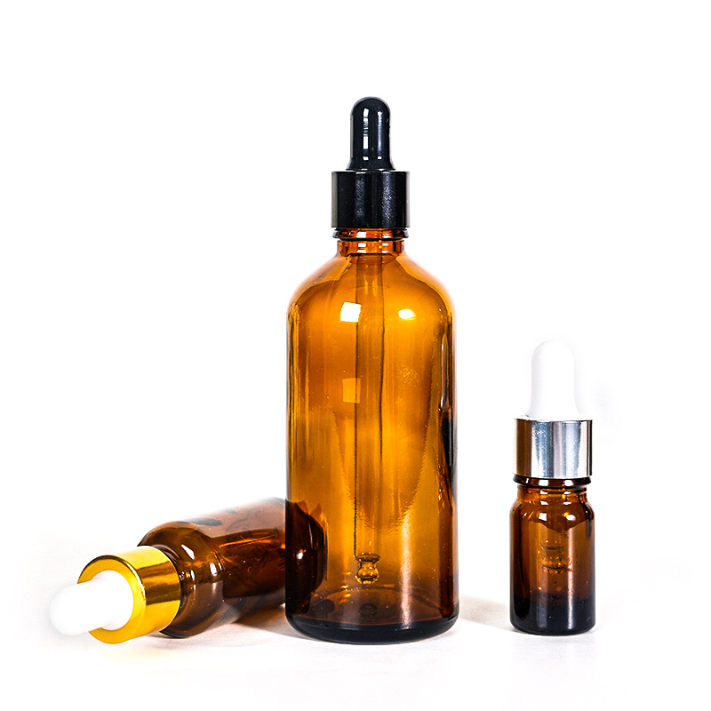 Dropper glass bottle 5ml-100ml Amber Essential Oil Bottle with Lid