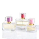 30ml 50ml 100ml Luxury Dwarf Rectanglar Glass Spray Perfume Bottle With Pink Cap -