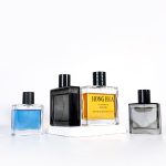 Flat Square Perfume Bottle 50ml 100ml Black Glass Cologne Perfume Spray Bottle -