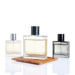 50ml 100ml Luxury Flat Square Premium Gray Clear Men's Glass Perfume Bottle -