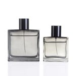 50ml 100ml Luxury Flat Square Premium Gray Glass Perfume Bottle For Men -