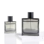 50ml 100ml Luxury Flat Square Premium Gray Glass Perfume Bottle For Men -