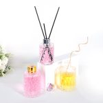 Cylinder Glass Diffuser Bottle 80ml 120ml 150ml Vintage Diamond Embossed Aroma Diffuser Bottle -