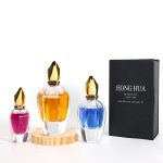 Luxury Perfume Bottle 30ml 50ml 100ml Unique Hexagon Shape Spray Bottle With Golden Beak Cap | Honghua Glass