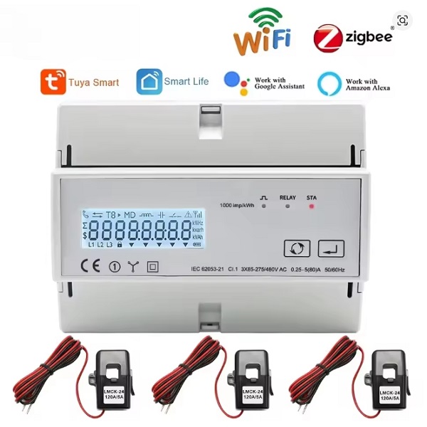 Tuya 3 Phase Bidirectional Energy Meter Monitor