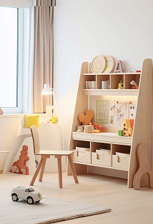 Children's Bookcase & Toy Organizer in a Montessori Bedroom