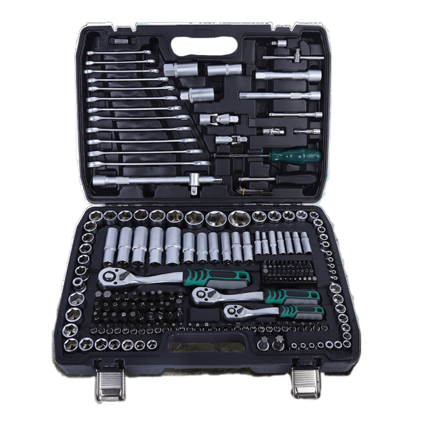 216 Pcs Tool Set Car Repair PC Tool Set Ratchet Drill Bits Press-In Cartridge Pearl Nickel Frosted Mirror Optional