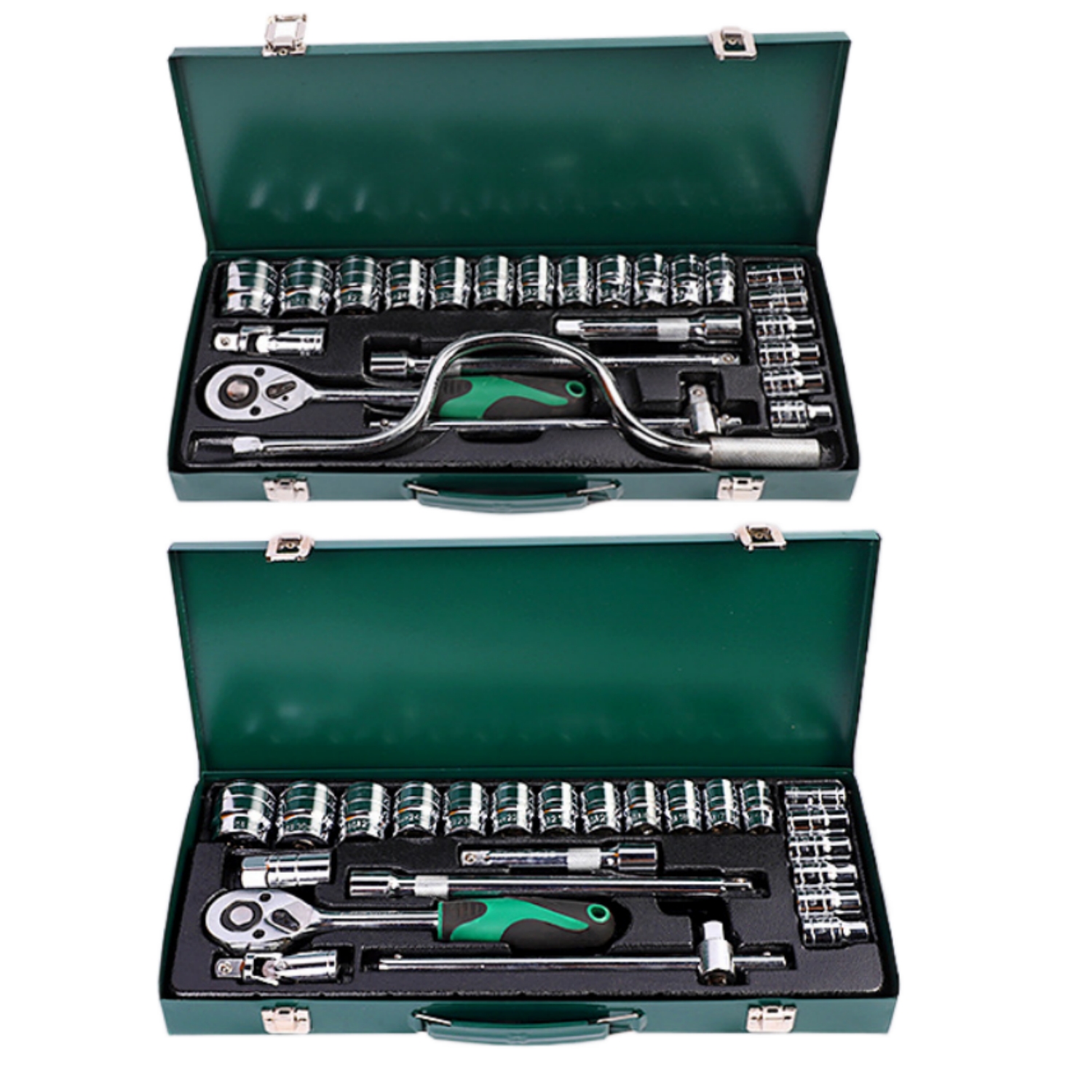 24 Pieces Tool Set Red And Green Iron Box Bow Rocker F Rod Socket Set Auto Repair Set Car Repair