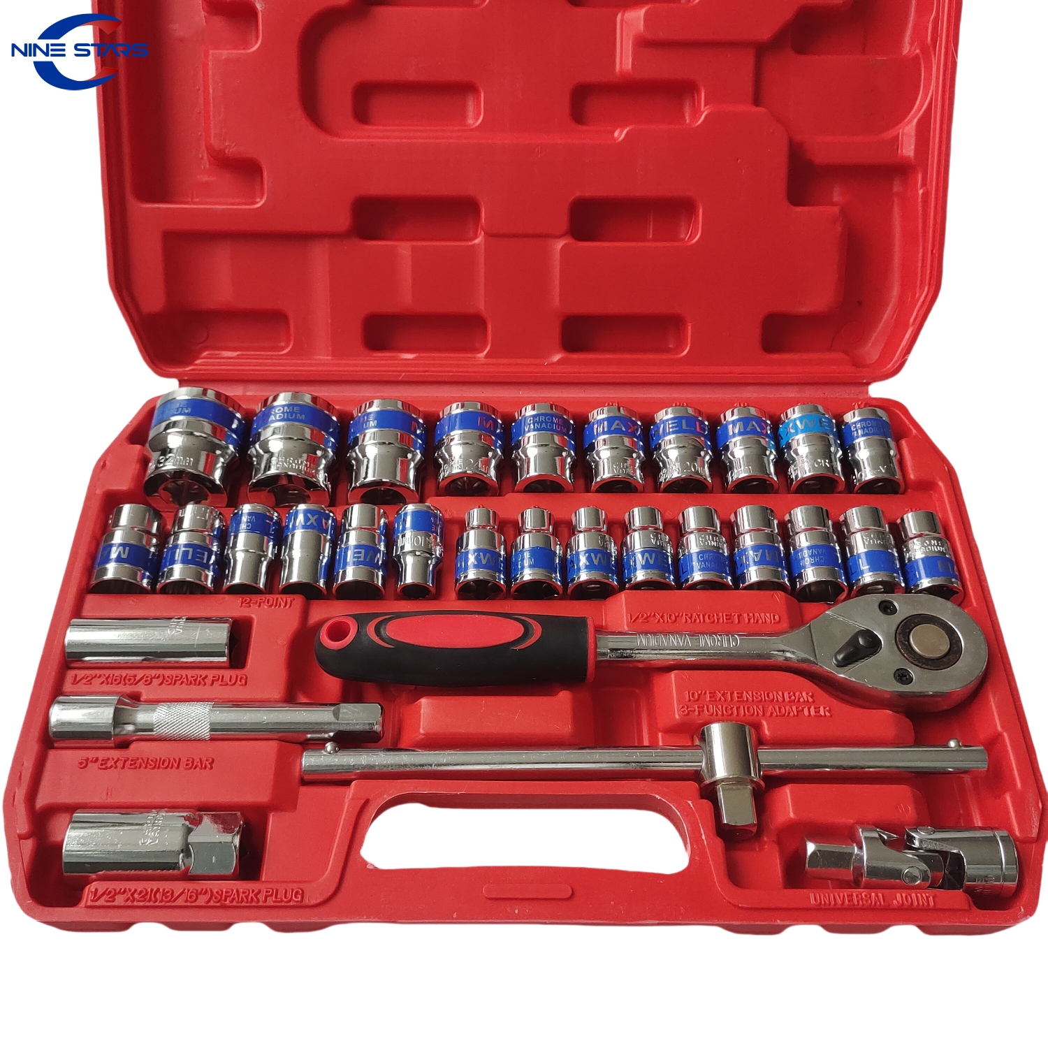 32 Pcs Tool Kit Blue Wrench Socket Set Auto Repair Machine Repair Ratchet Wrench Socket