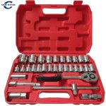 32 Pcs Tool Kit Silver-Colored Wrench Socket Set Auto Repair Machine Repair Ratchet Wrench Socket | Jiuxing Trading