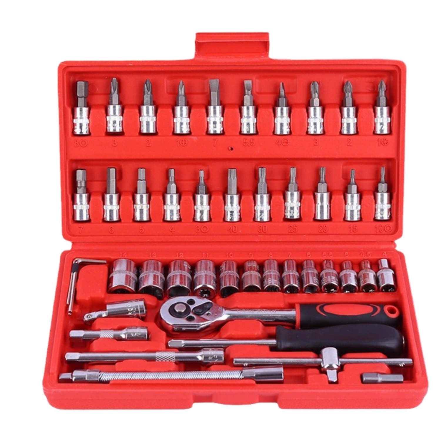 46 Pieces Tool Set Auto Repair Tool Set With Car Home Repair Tool Box Hardware Tool Wrench Socket Set