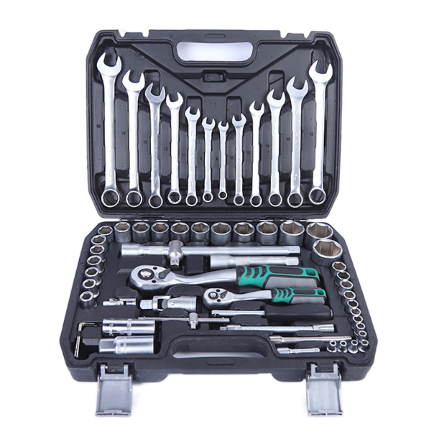 61 Pcs Tool Set Auto Repair Tool Set PC Ratchet Wrench Barrel Accessories Pearl Nickel Matte Mirror Surface