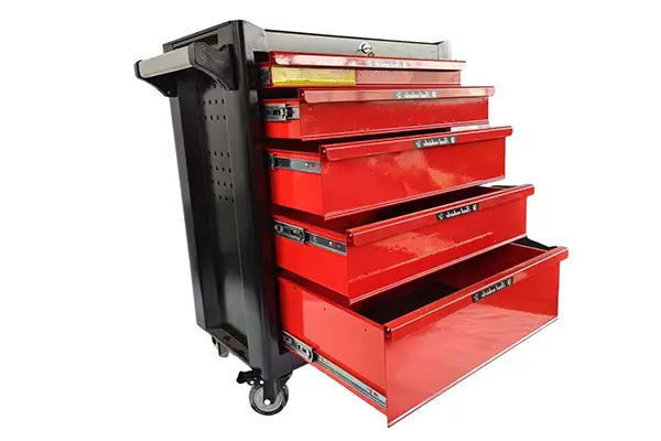 How does the design of portable tool boxes affect noise generation during transportation and usage?