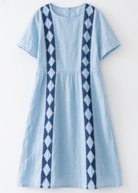 Striped Embroidered Dress