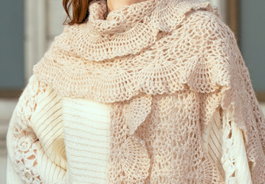 Beige Crochet Shawl