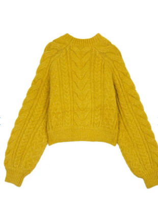 Yellow Knit Short Sleeve Sweater