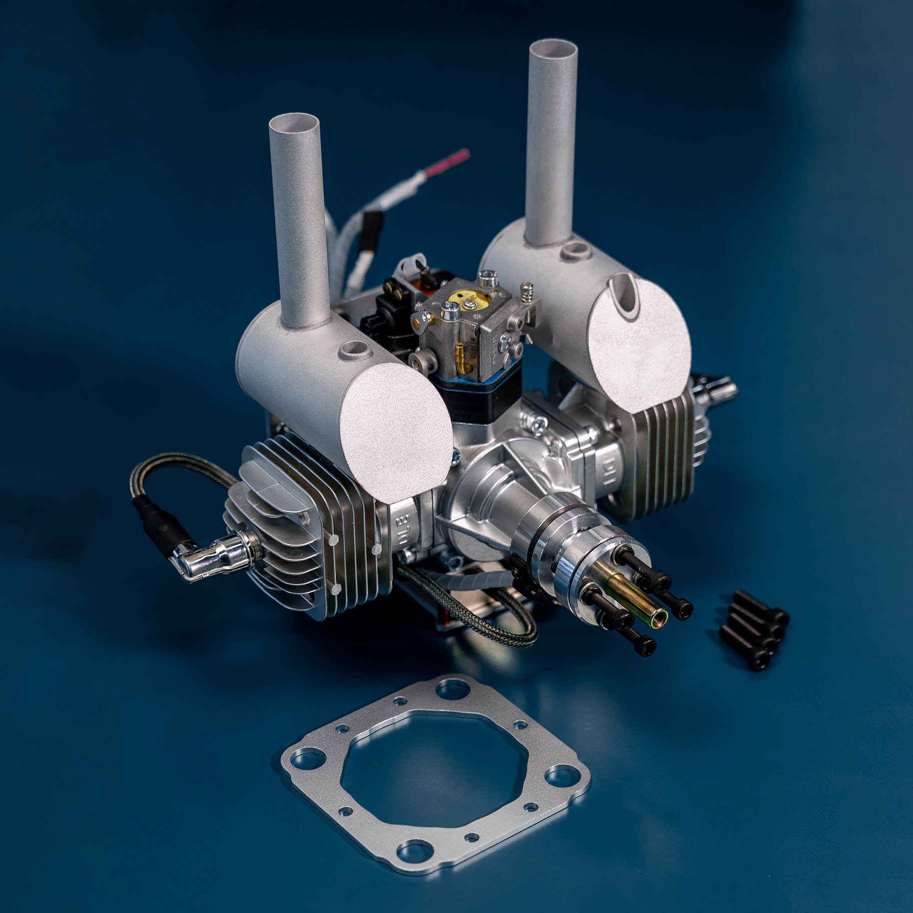 DLE60 Pro 60cc Twin Gas Engine w/ Savox Servo and Mounting Plates