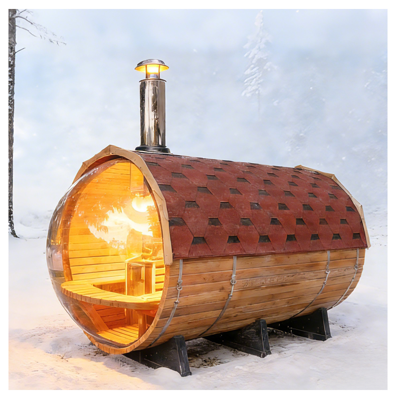 Modern Cylindrical Red Cedar Sauna  High-End, R...