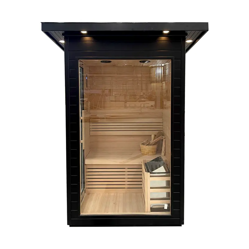 Apartment Use Modern Luxury Sauna Room  2-Person Solid Wood with Dual Steam & Control Panel