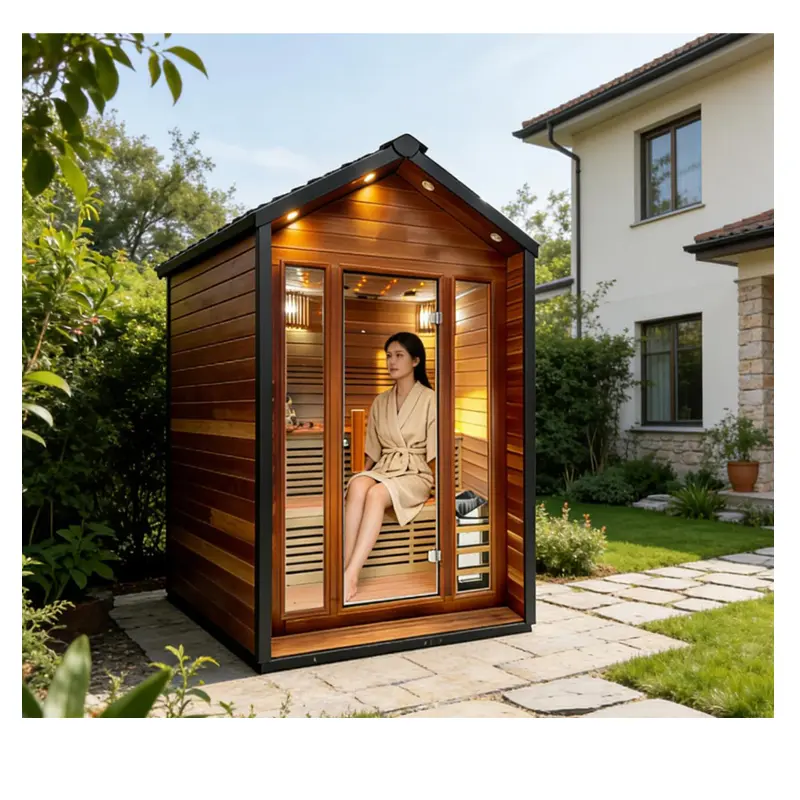 Outdoor Solid Wood Traditional Steam Sauna for 3-4 Persons in Stock
