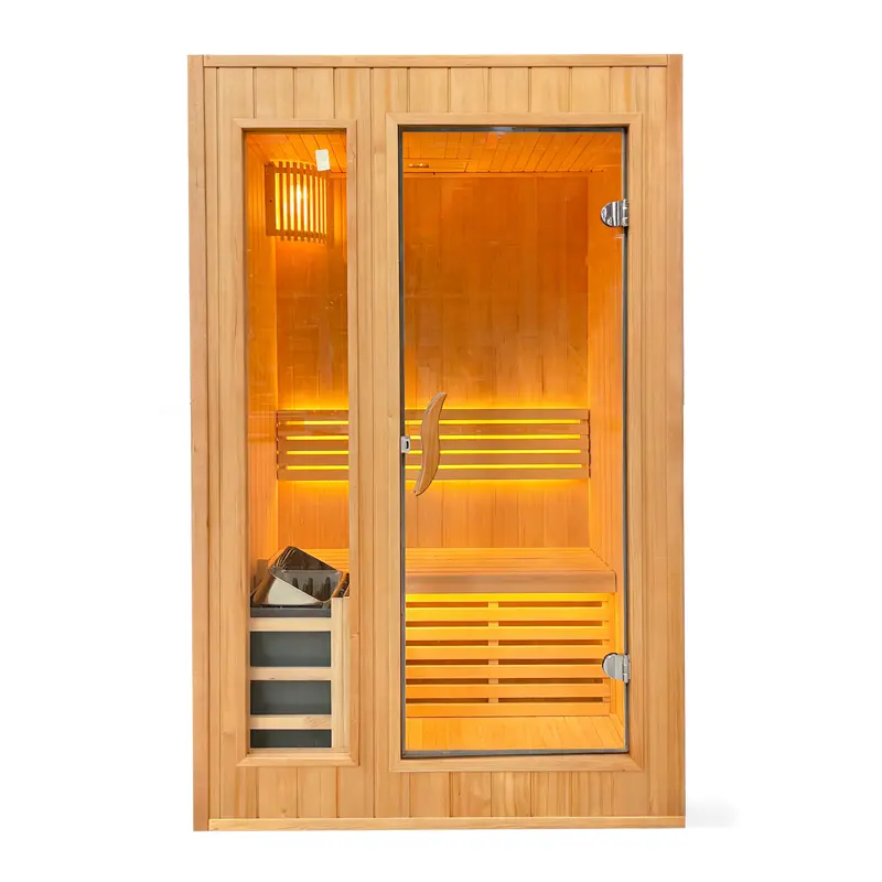 2-Person Hemlock Indoor Steam Sauna  Smart Control, Sauna Stove, Dual Seats, Starlight