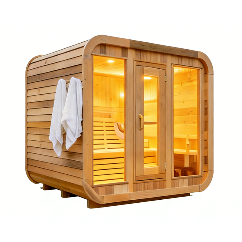 Factory Custom Outdoor Square Barrel Sauna  Wet Steam, Sauna Heater, Large Capacity for Multiple People