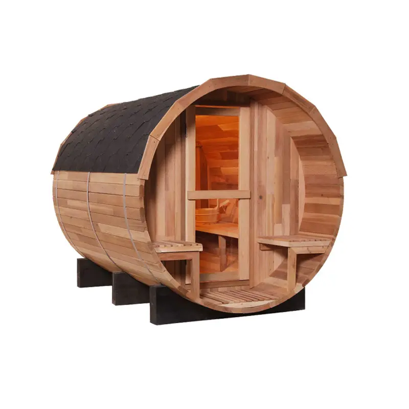 Factory Direct Sales Large Capacity Traditional Outdoor Solid Wood Sauna with Wet Steam Function Plug Powered