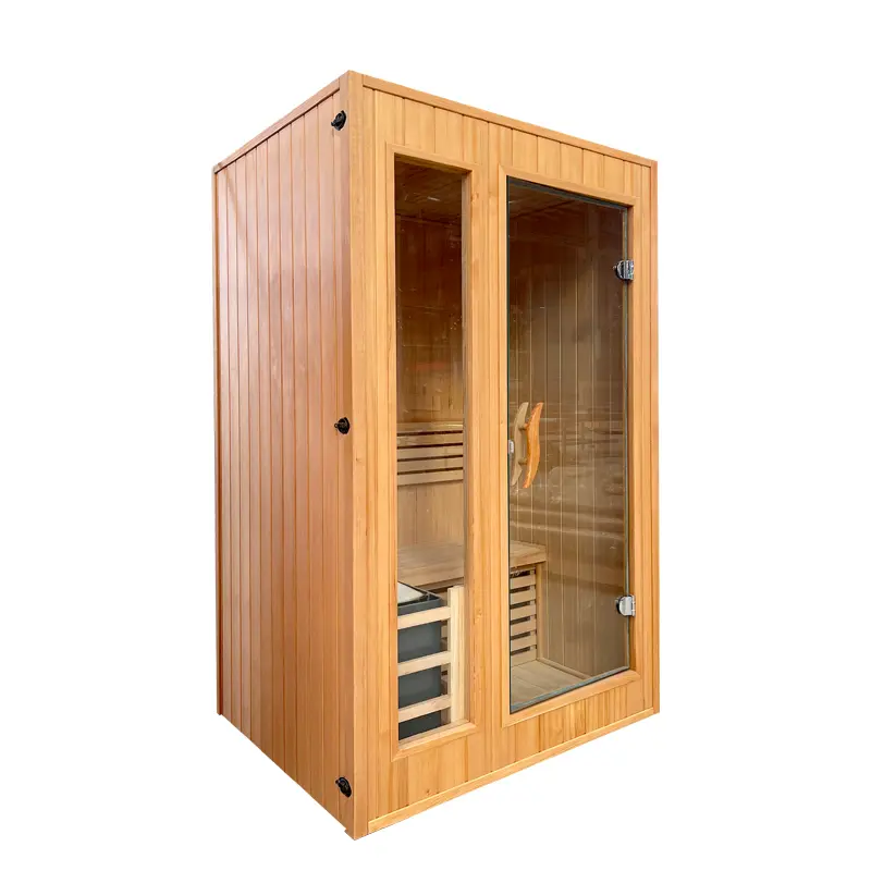 2-Person Hemlock Indoor Steam Sauna  Smart Control, Sauna Stove, Dual Seats, Starlight