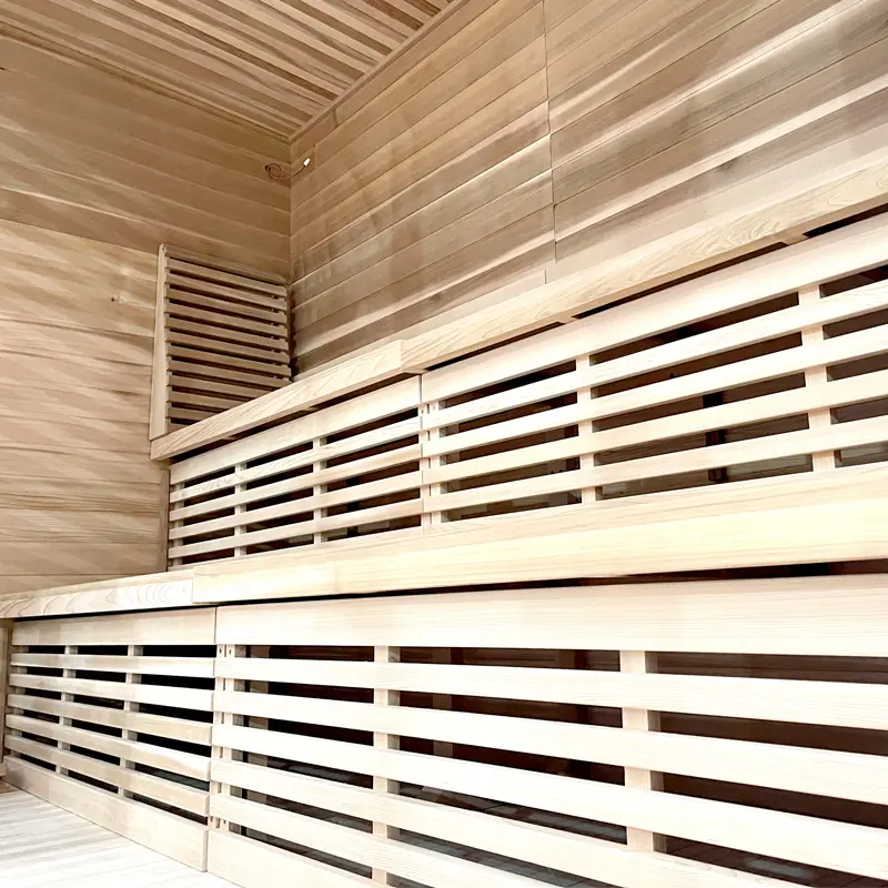 Factory Direct Hot Sale Outdoor Square Solid Wood Hemlock Fir Wet Steam Traditional Sauna Room Burning Sauna Shower Online